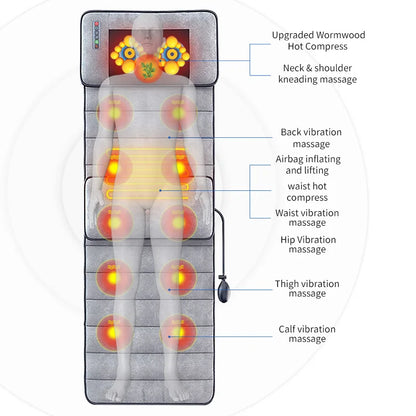 NEW Electric Massage Mattress Massage Vibration Heating Body Waist Neck Back Muscle Relaxation Home Office Health Care