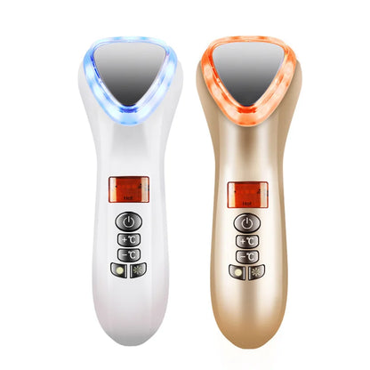 Anti Aging Skin Tightening Beauty Instrument Ultrasonic Cryotherapy Machine LED Hot Cold Hammer Face Lifting Vibration Massager