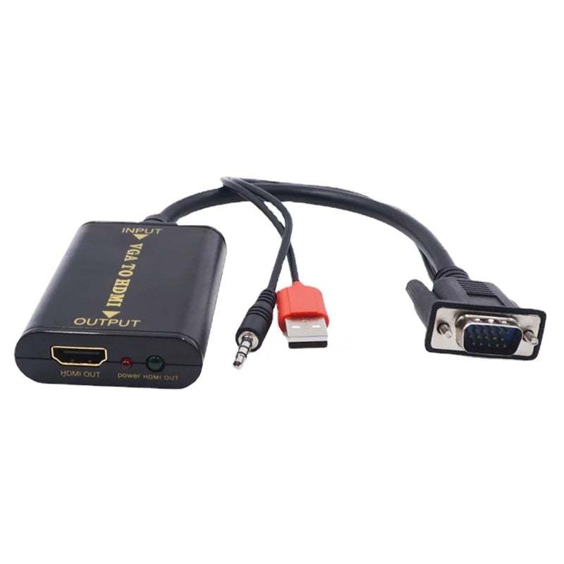 VGA To HDMI Converter - Audio Input with USB Power Supply - VGA To HDMI Female Video Audio Converter