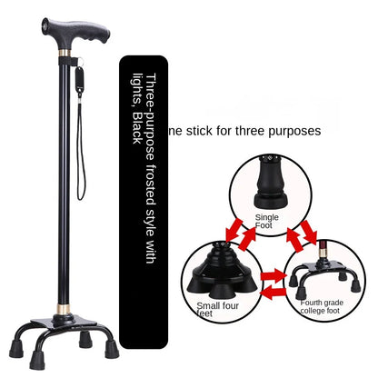 Non-slip Telescopic Walking Stick for The Elderly Mothers Fathers Limited Mobility Led Light Walk Cane Aluminium Metal Crutches