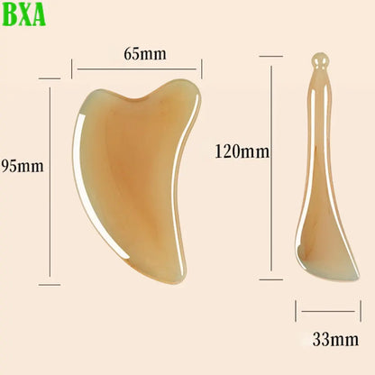 2PCS Natural Ox Horn Scraping Board Special for Face Beauty Stick Multifunctional Scraping Plate Massage Meridians Face Beauty