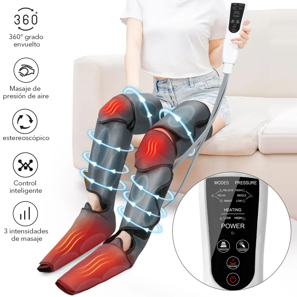 Electric Leg Massager Air Compression Massager with Heat Compression for Family Friends Colleagues Help with Edema Varicose