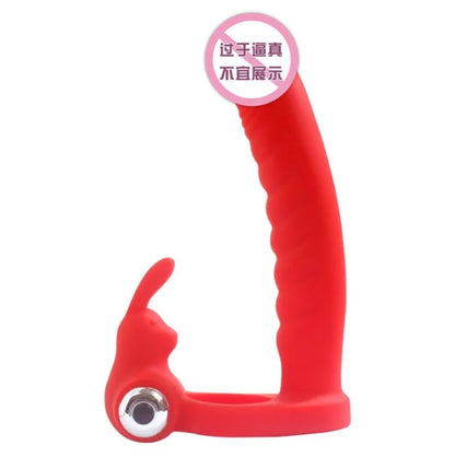 2 IN 1 Delay Lasting Ejaculation Penis Cock Lock Ring Vibrator G-Spot 7 Frequency Vibration Vaginal Massage Dildo Anal Plug Toy