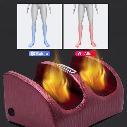 Electric Foot Massager Acupressure Kneading Rolling Vibration Tool Heating Therapy Calf Reflex Muscle Relaxation Massager