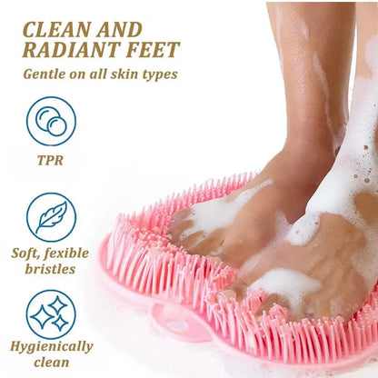 Exfoliating Shower Massage Scraper Bathroom Non-slip Bath Mat Back Massage Brush Silicone Foot Wash Body Cleaning Bathing Tool