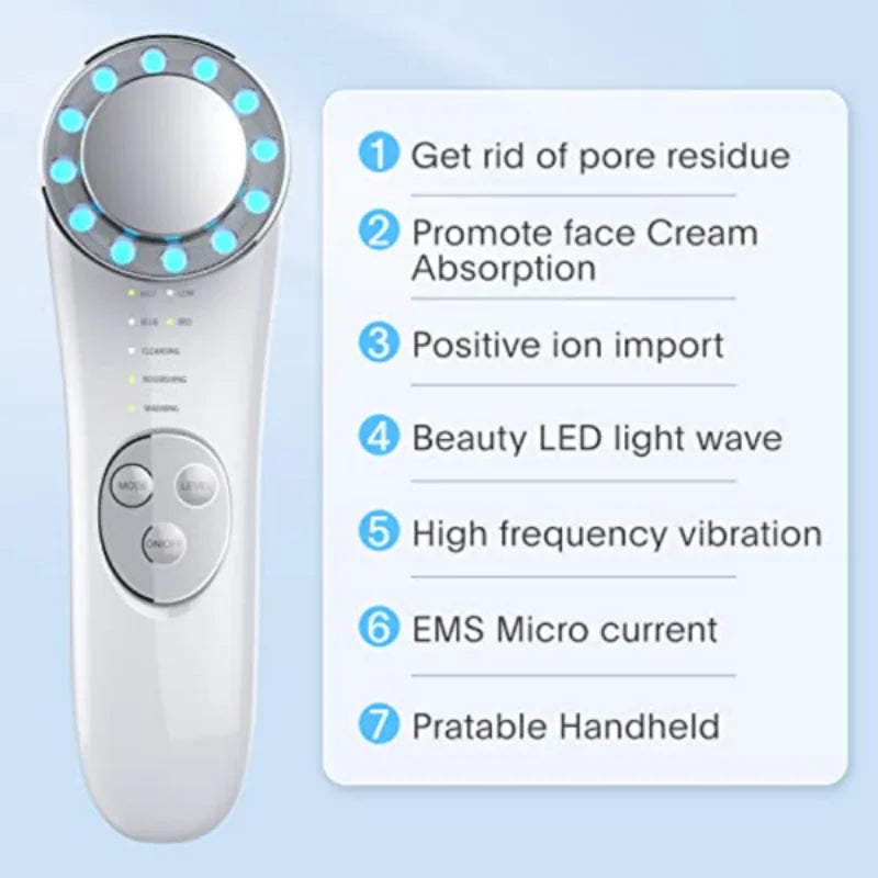 7 in 1 High Frequency Facial Massager Face Lifting Machine EMS Micro Current Galvanic Facial Massager Face Tightening Device