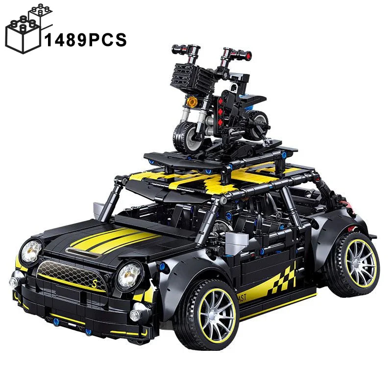 1489PCS Technical F56 Hella Flush Modified Mini Car Building Blocks Assemble Bricks Speed Vehicle MOC Toys Gifts for Boy