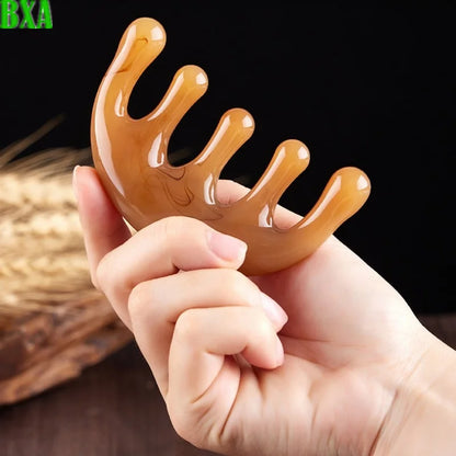 1PC Portable Five Teeth Meridian Massage Comb Resin Big Teeth Head Acupoint Therapy Artifact Claws Decompression Small Comb