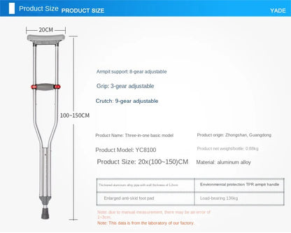 Aluminum Allo Stainless Steel Single Crutch Walking Aid  Armpit Crutches Double Crutches Walker Elderly Rehabilitation Toddler