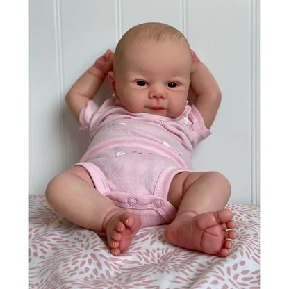 49CM Reborn Baby Doll Soft Silicone Cloth Body Lifelike Real Touch Girl Juliette with Hand-Drawing Hair Toddler Princess Doll