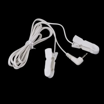 1pcs 2.5mm/3.5mm Plug Connector Electrode Lead Wires Connecting Cables w/ 2 Ear Clips For Digital TENS Therapy Machine Massager