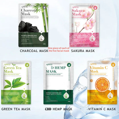 10PCS Plant Face Mask Skin Care 30ml Plant Facial Mask Moisturizing Oil Control Blackhead Remover Wrapped Mask Face Hydrating