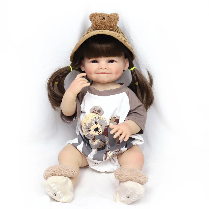 55cmReborn Baby Dolls Full Body Silicone Baby Girl Doll Lifelike Reborn Doll Toddler Birthday Gift Silicone Baby Reborn Doll Kit