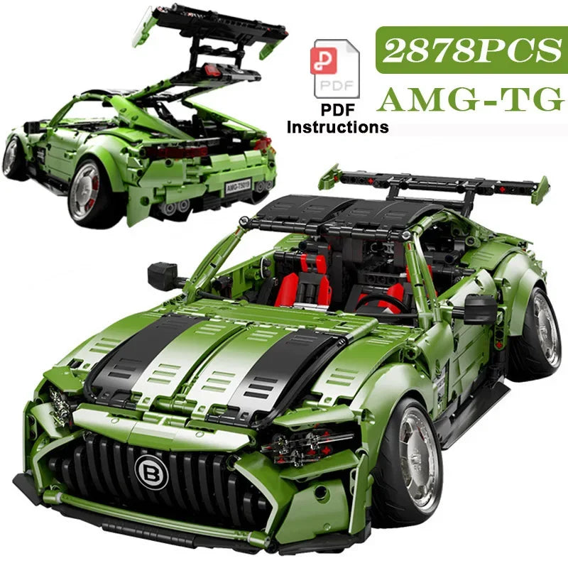 2878Pcs Technical MOC Super Sport Car Model Building Blocks City Famous Racing Speed Vehicle Bricks Toys Kids Adult Gifts