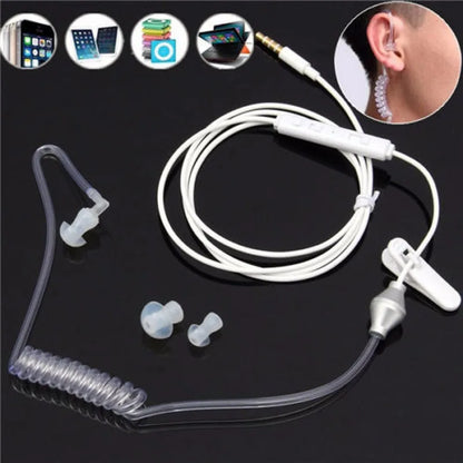 10PCS 1 Pin 3.5mm Spiral Acoustic Air Tube Earpiece PTT Mic Speaker Microphone Headset for MP3 Xiaomi iPhone Samsung Cell Phone