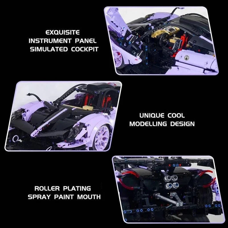 3428PCS Technical MOC Assemble Bricks Vehicle Pagani Huayrar R Super Sport Car Building Blocks New Toys Collection Adult Gifts