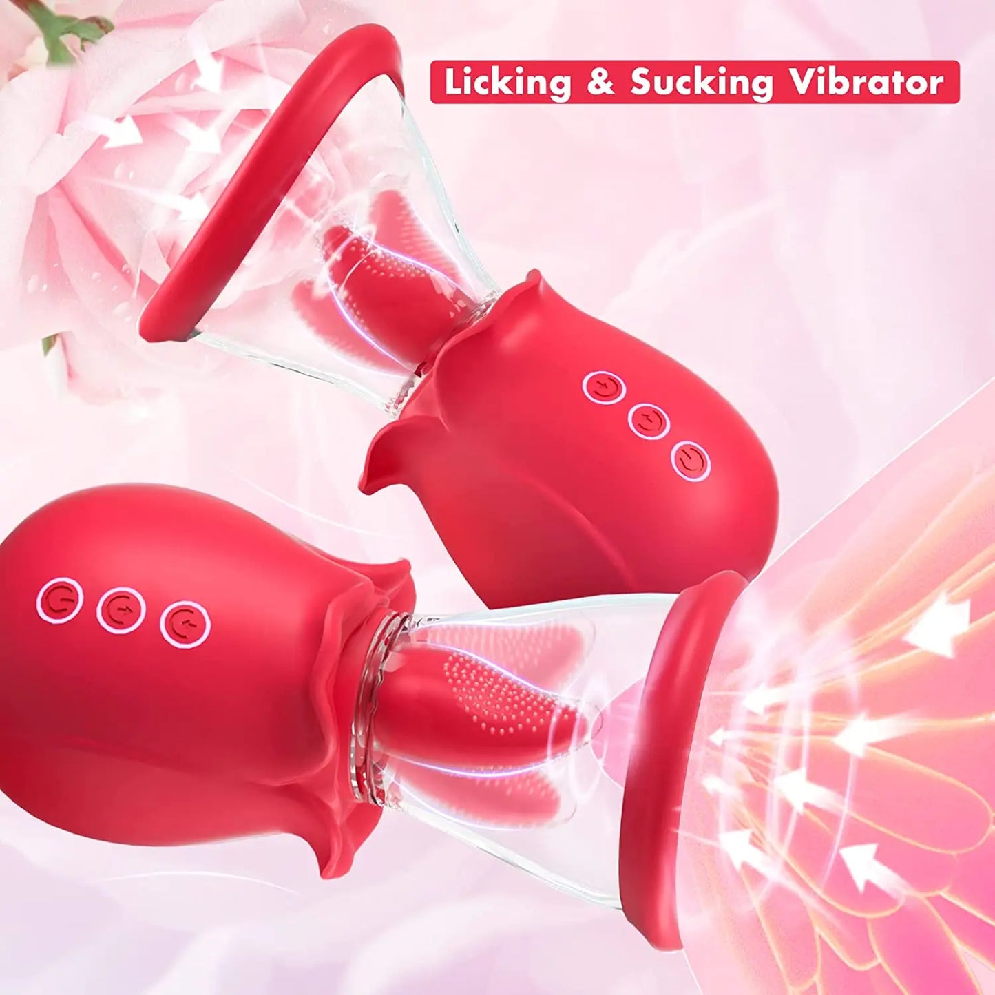 Woman Rose Vibrators with Suction Cups Nipple Sucking Sex Toys for Woman G-Spot Tongue Licking Clitoris Stimulator Adult Gift