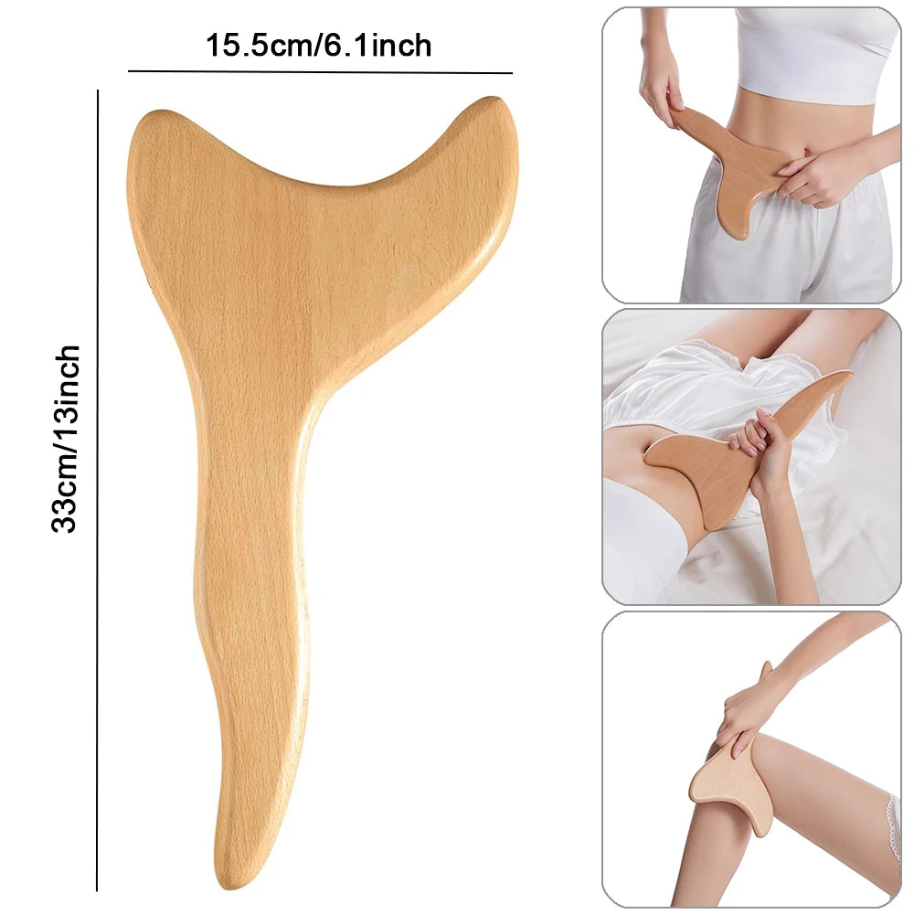 Wooden Gua Sha Scraping Board Wood Lymphatic Drainage Massager Body Sculpting Tools for Anti-Cellulite & Muscle Massage Release