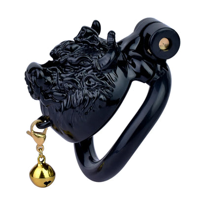 3D Print Simulation Beast Male Carving Tight Chastity Cage with 4 Penis Rings Belt Bondage Lock Cock BDSM Sex Toys For Sissy Men