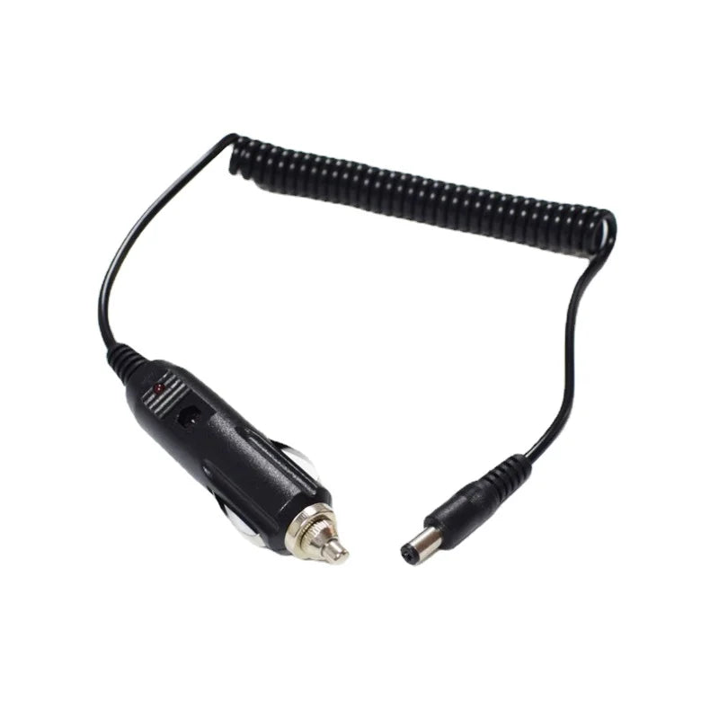 1.5M 24AWG Spring Wire, Pure Copper, 12V2A Car Charger Cigarette Lighter Male To DC5.5*2.1mm Fork Connector Power Cable