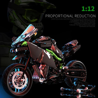 838PCS Carbon Fiber MOC Kawasaki H2r Motorcycle Building Blocks Speed Motorbike Vehicle Assemble Bricks Toy Gift for Friend Boys