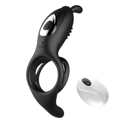 Vibrating Cock Ring Clitoral Stimulator Penis Delay Ejaculation Vibrator with 9 Speed Wireless Remote Control for Couples