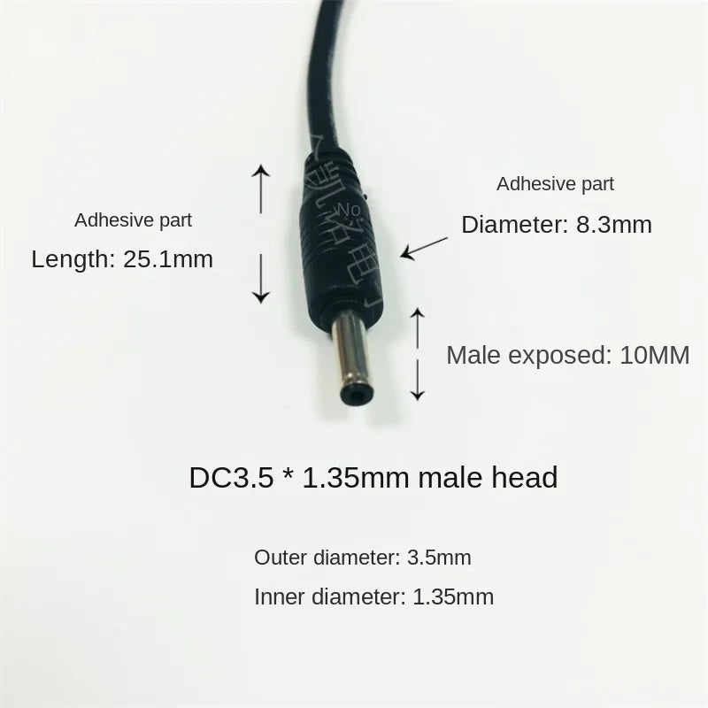 1m Pure Copper 0.3mm² 12V Car Charger, 3A Male To DC3.5*1.35 Male Power Cable for XiaoDu Pro Speaker