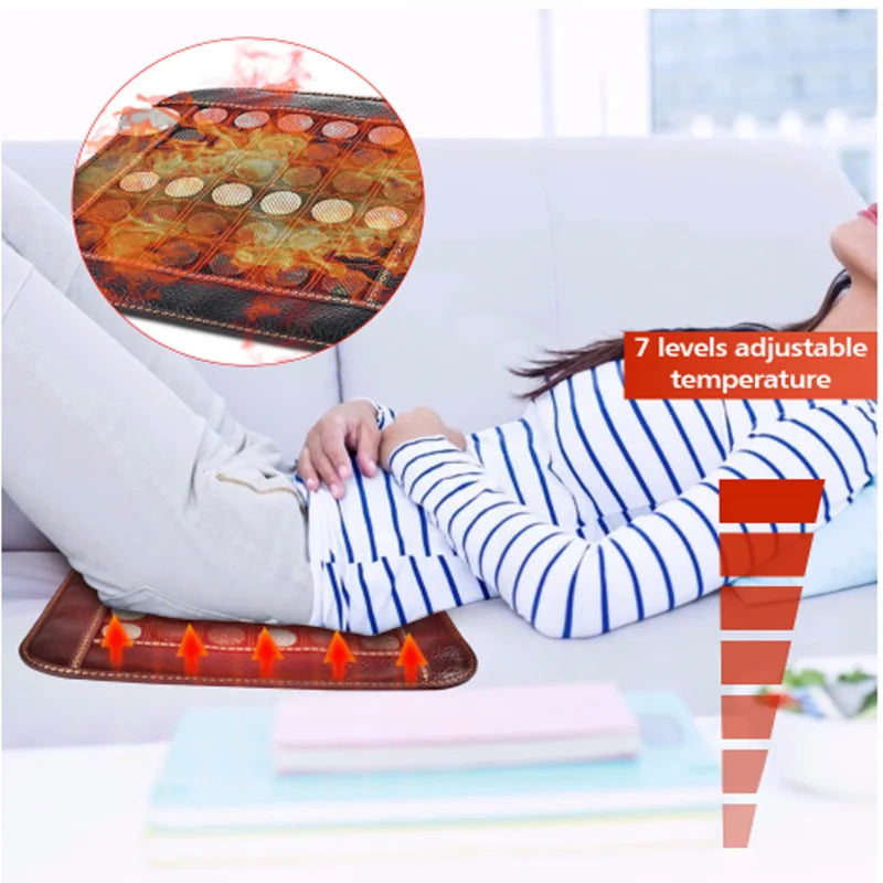 Tourmaline Mat Natural Jade Electric Massage Cushion Acupressure Infrared Heating Pu Seat Therapy Muscle Relax for Body Muscle