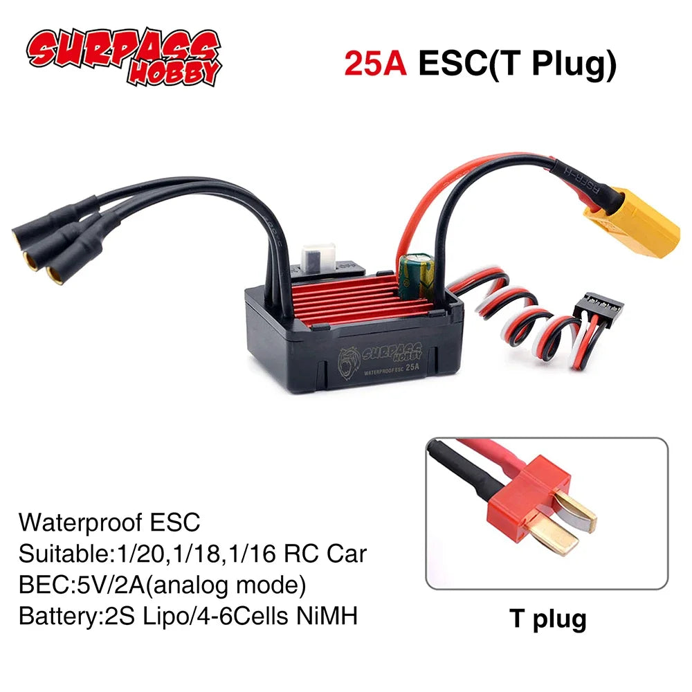 SURPASSHOBBY ESC 150A 80A 120A 25A 35A 45A 60A Waterproof for 1/8 1/10 1/12 RC Car Brushless Motor