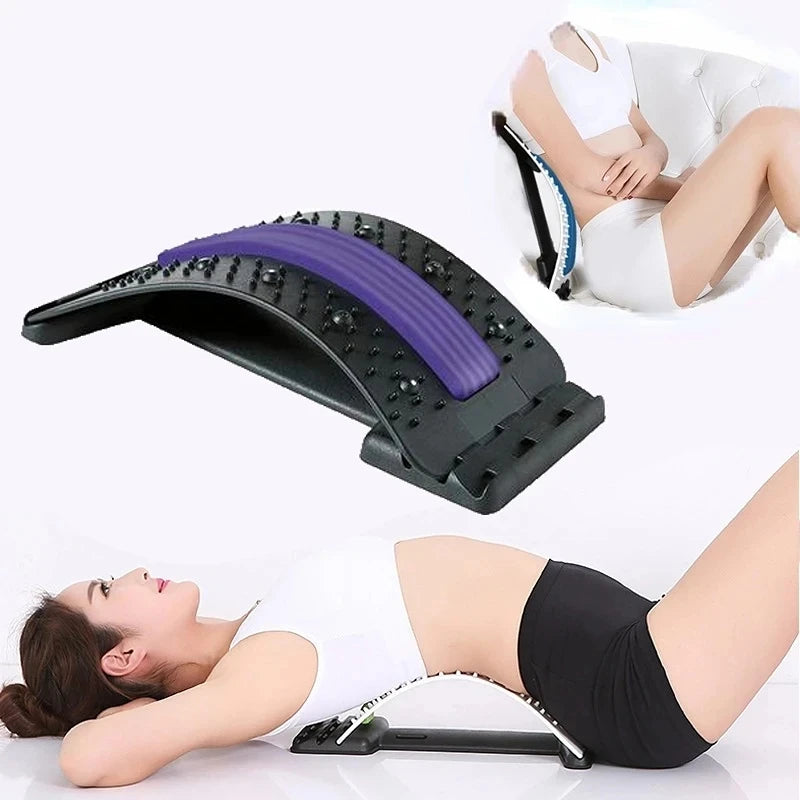 Multicolour Back Massage Magnetotherapy 4Level Adjustable Stretcher Waist Neck Fitness Lumbar Cervical Spine Support Relax