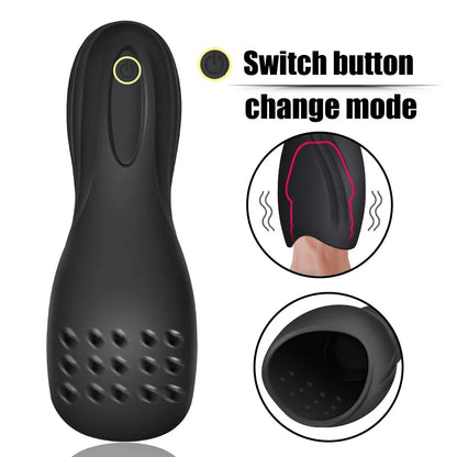 1PCS Silicone 10-Modes Penis Delay Trainer Male Masturbator Vibrator Automatic Oral Climax Massager Sex Toys for Men