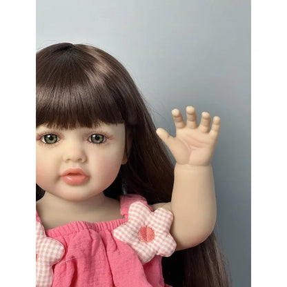 55CM Soft Silicone Reborn Baby Girl Doll Toy Lifelike 22Inch Reborn Dolls Toddler Art Doll Birthday Gifts for Child