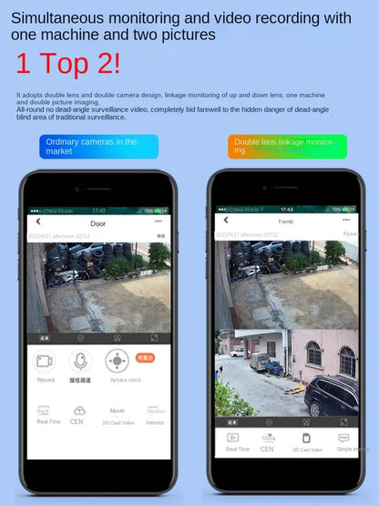 Ultra-clear Dual-lens Video Wifi Monitoring Camera 5G Dual-frequency Intelligent Tracking Mobile Phone Remote Monitoring