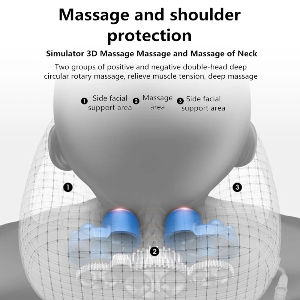 U-shaped Neck Massage Pillow Heating Vibration Kneading Electric Neck and Shoulder Massage Protection Relaxing Massager