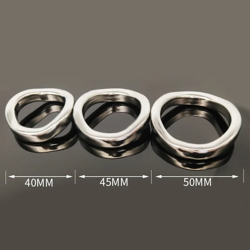 1pcs 40-55mm Stainless Steel Lock Sperm Ring, Cock Ring, Male Penis Ring Exerciser Curved Scrotum Bondage Stretching Ring