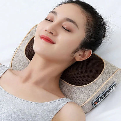 Electric Back Massage Pillow Vibrating Kneading Hot Compress Relief Neck Shoulder Pain Multifunctional Relaxation Waist Massager