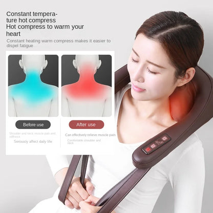 U Shape Pillow Electric 6D Neck Massager Shoulder Rechargeable Infrared Heated Kneading Home Massage Shawl Parants Gift