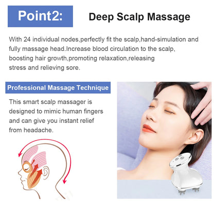 NEW 3D Electric Head Massager Waterproof Scalp Wireless Massage Prevent Hair Loss Body Deep Massage Vibration Health Care