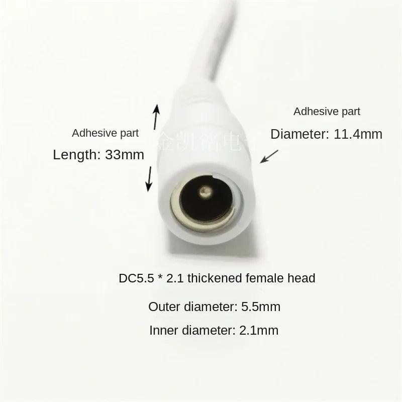 White 12V Power Extension Cable, Thick Copper, DC5.5*2.1 Male To Female, for Monitor, Router, LED Lights, 3m