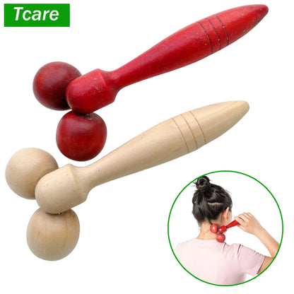 Tcare Wood Body Reflexology Acupuncture Therapy Meridians Scrap Lymphatic Drainage Face Lift Tool Shiatsu Thai Massager Roller