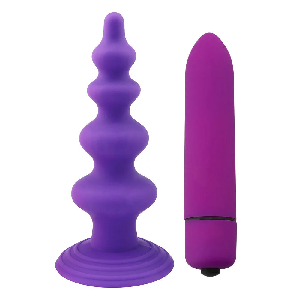 1PCS Soft 100% Silicone 4-Beads 10-Speed Vibrating Anal Plug Anal Beads Masturbator Vibrator Sex Toys for Couple Men/Women