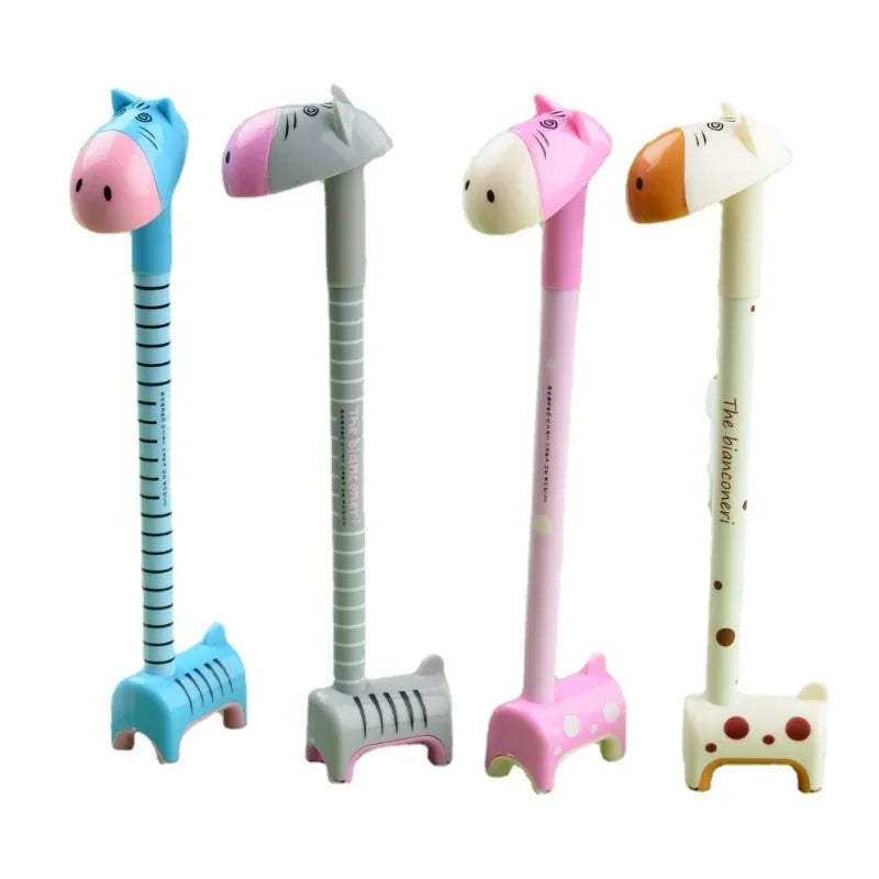 1PCS Learning Stationery Creative Cartoon Donkey Ballpoint Pen Cute Student Giraffe Desk Office Hippos Signature Pen Random