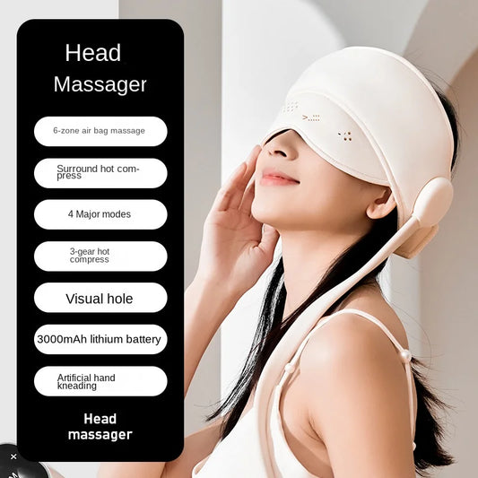 Head and Eye Integrated Massage Device Airbag Wrapping Sleep Aid for Household Use Hot Compress Massage Helmet Head Massager