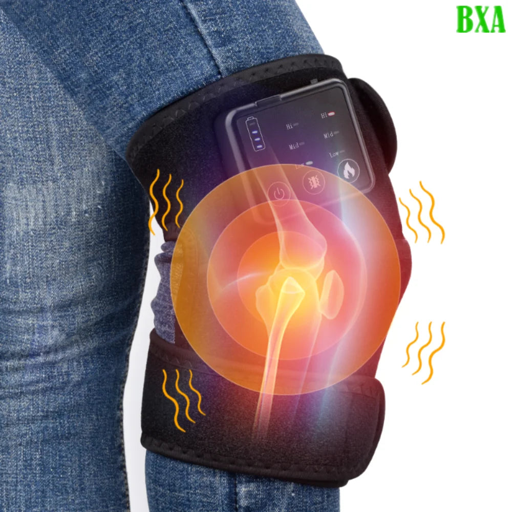 Black Joint Therapy Hot Compress Elbow Knee Pads Relax Vibration Massage Apparatus Infrared Electric Heating Knee Massager