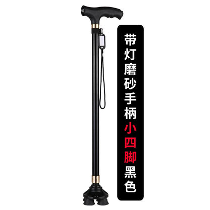 Non-slip Telescopic Walking Stick for The Elderly Mothers Fathers Limited Mobility Led Light Walk Cane Aluminium Metal Crutches