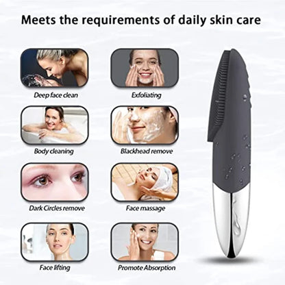 New Electric Facial Cleansing Brush Silicone Vibrating Massager Face Scrubber Brush Deep Cleanning Blackhead Remover Exfoliating