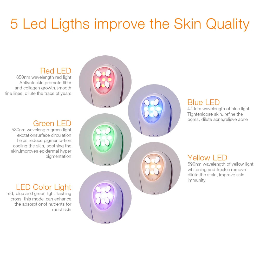 EMS Enhances Anti-aging Deep Cleaning Facial Care Beauty Machine Permanent Facial Vibratory Massager LED Photon Rejuvenation