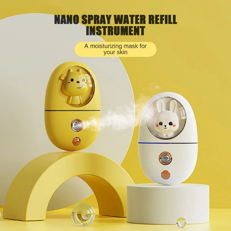 New 35ML Mini Facial Humidifier Cartoon Facial Nano Spray Makeup Skin Moisturizing Hydration Spray Facial Steamer USB