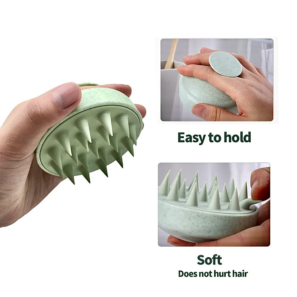 Straw Silicone Shampoo Cleaning Care Root Itchy Scalp Massage Comb Shower Brush Bath Spa Anti-dandruff Shampoo