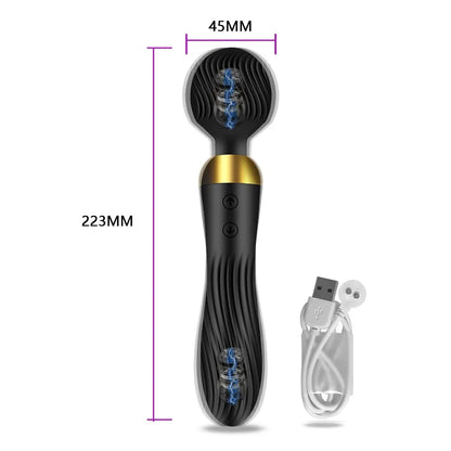 Soft Silicone Powerful 18-Band Dual Vibration AV Stick G Spot Massager  Clitoral Stimulator Masturbator Sex Toys for Women